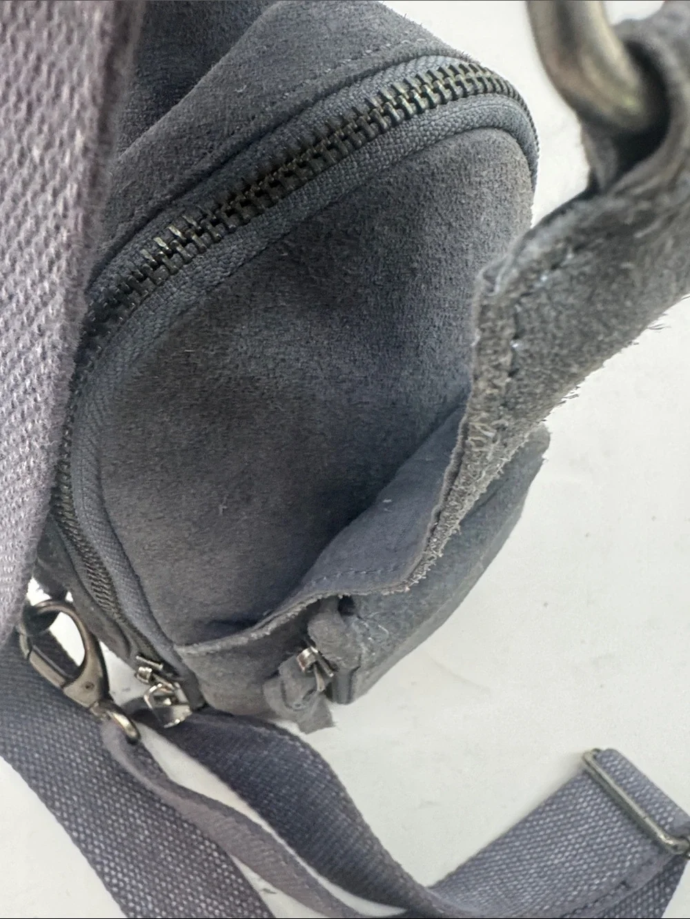 Free People Women's Gray Suede Crossbody Sling Bag - Casual Everyday Carry